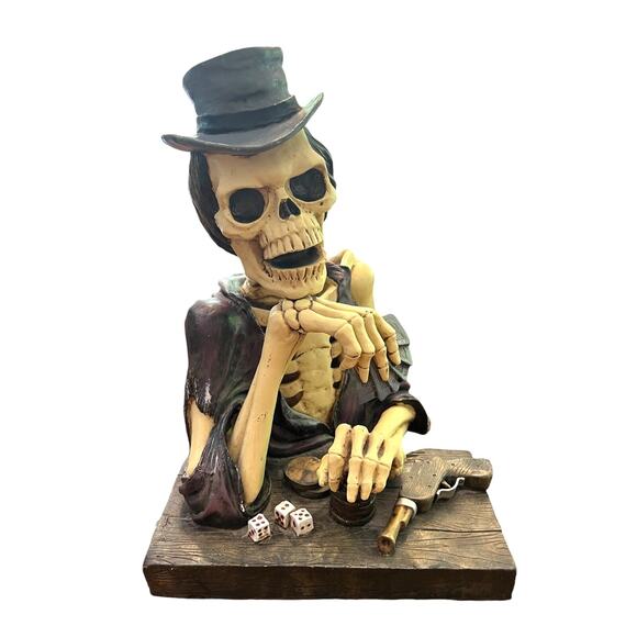 RARE FIND '97 Skulpture by David Wang Skeleton Gambler Gun Dice Zombie Halloween - Picture 3 of 13